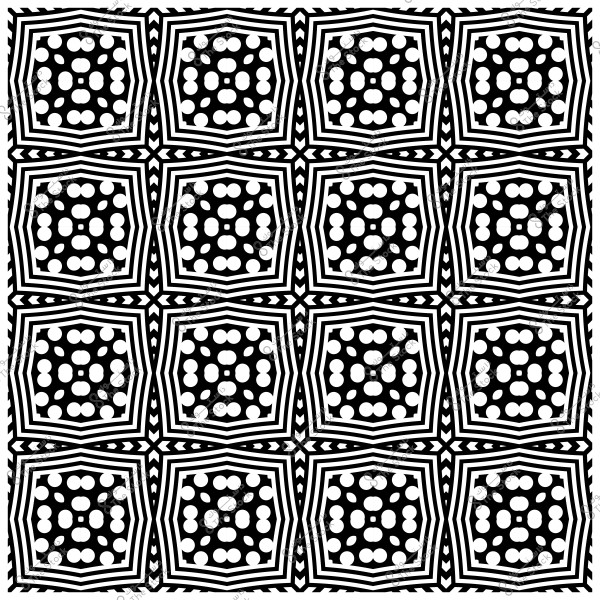 نمط متكرر من الأشكال الهندسية السوداء والبيضاء بتصميم عضوي.