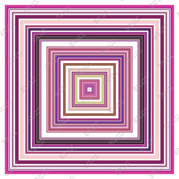 تصميم هندسي يتكون من مجموعة من المربعات المتداخلة بألوان متعددة تدرج من الوردي إلى البنفسجي.