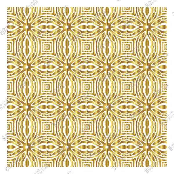 نمط زخرفي ذهبي متناظر يحتوي على أشكال هندسية متداخلة.