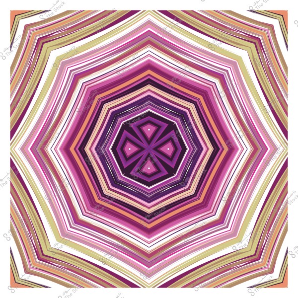 نمط هندسي ملون يشبه النجمة مكون من خطوط متداخلة بألوان وردية وأرجوانية وبيج.