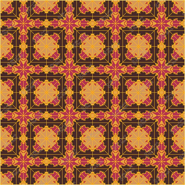 Geometric pattern with warm colors and symmetrical intersecting elements.