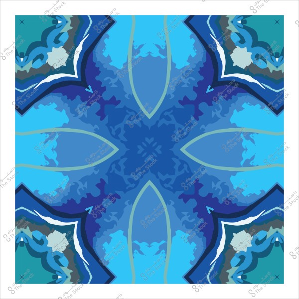 تصميم زخرفي بأشكال هندسية متداخلة باللونين الأزرق والفيروزي.