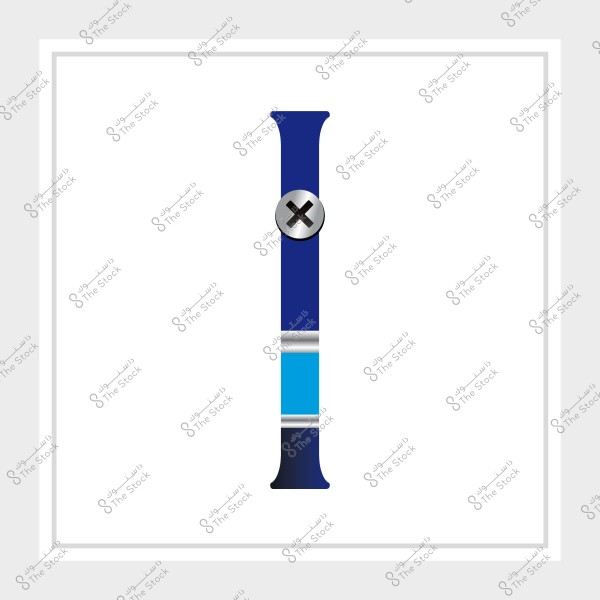 رسم توضيحي لأداة زرقاء الشكل طولية, تتضمن خطين عرضيين في المنتصف.