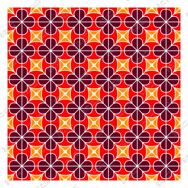 نمط هندسي بأشكال دائرية وزخارف بنية وحمراء وبرتقالية.