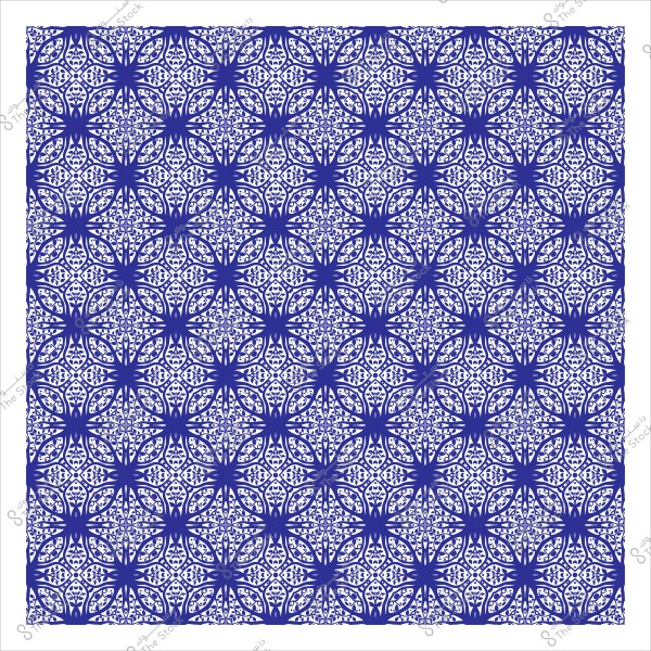 Blue Islamic geometric pattern with intricate repeating designs.