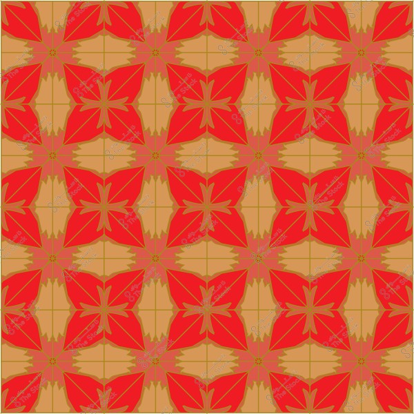 نمط مزخرف يحتوي على تصاميم أزهار حمراء وخلفية بنية.