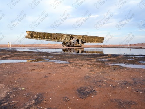 Old plane wreckage on the beach