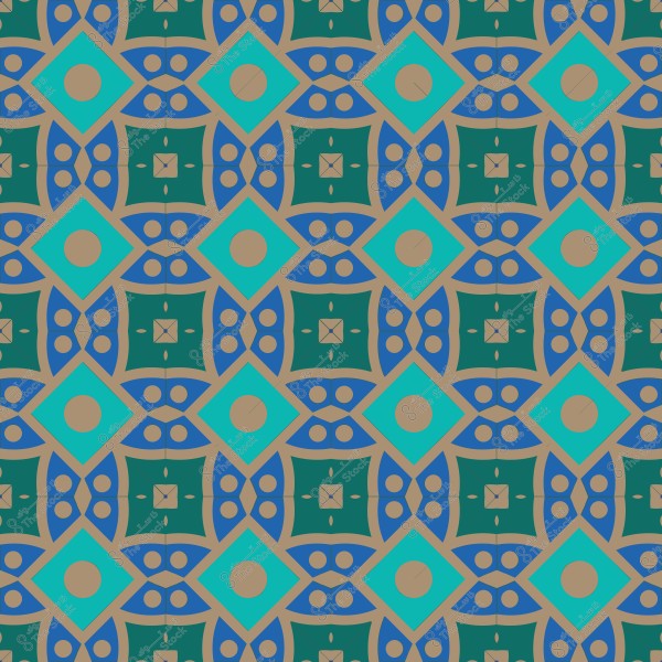 نمط هندسي ملون بأشكال دائرية ومربعة.