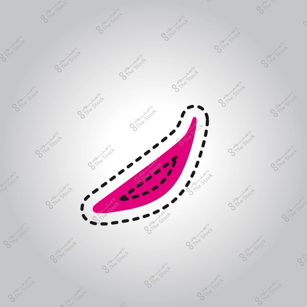 An illustration depicting a cartoon-style representation of a broken bone or medical splint in pink, outlined with black dotted lines on a grey background.\r\n\r\n###