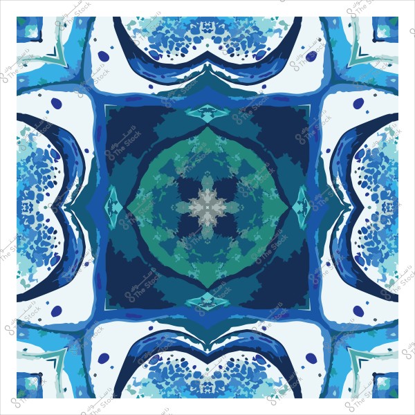 تصميم زخرفي هندسي بألوان زرقاء وخضراء متداخلة.