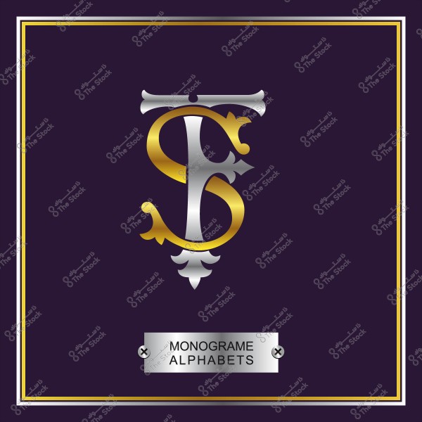 تصميم مونوغرام أنيق بحرفين "F" و"S" بأسلوب ذهبي وفضي على خلفية داكنة.
