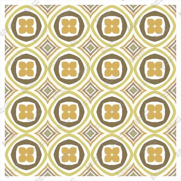 نمط هندسي بتصميم دائري مكرر بألوان البني والأصفر والخردلي.