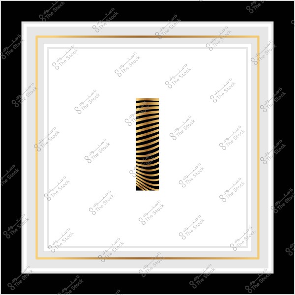 A vertical cylinder in the center of interlocking frames with gold, black, and white colors.