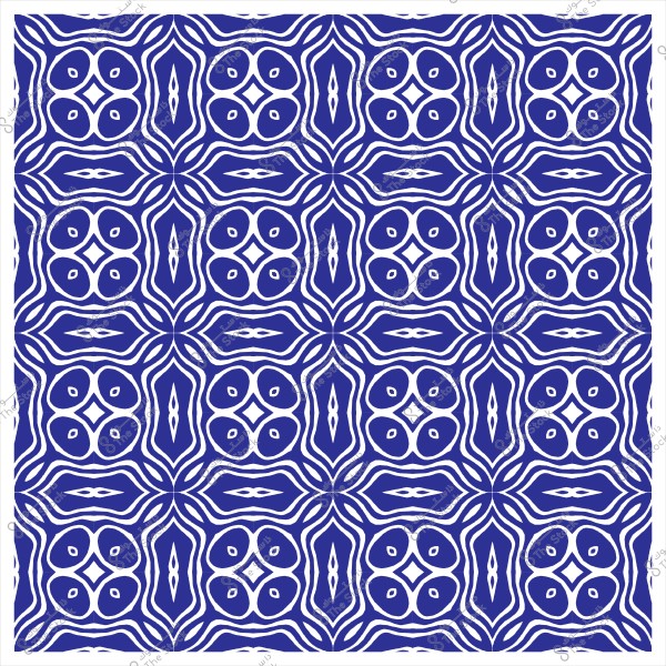 نمط متكرر من الزخارف الهندسية الزرقاء والبيضاء في شكل متقاطع متناظر.