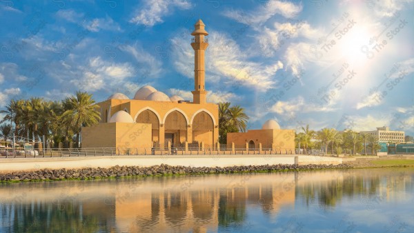 View of Jeddah Corniche from the public beach.