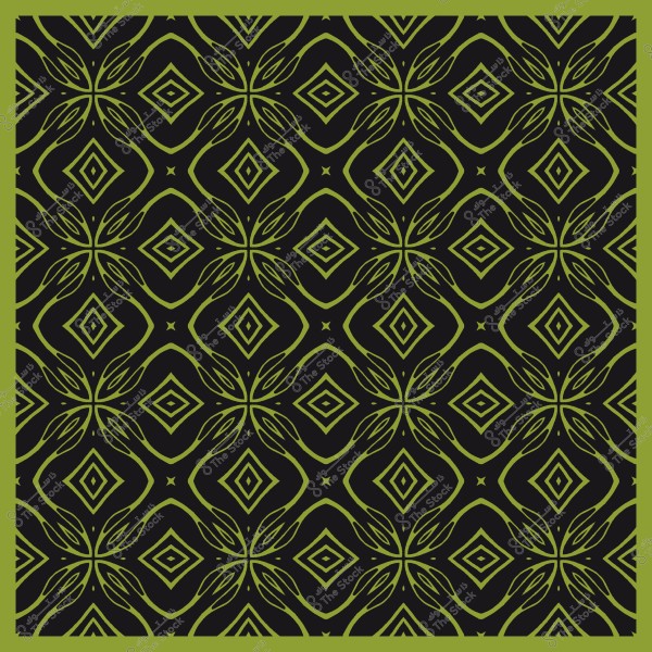 نمط زخرفي هندسي بطابع تقليدي بألوان خضراء وسوداء.