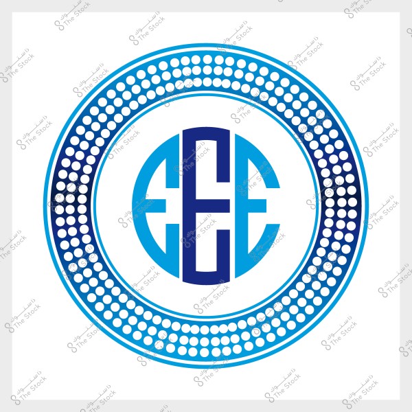 شعار دائري باللونين الأزرق والأبيض يحتوي على الحروف المتداخلة \"E\" و\"C\".