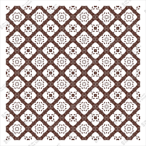 نمط زخرفي بني بأشكال هندسية متماثلة ومتكررة على خلفية بيضاء.