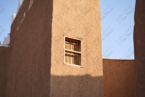 wooden window on mud house in Shaqra, Riyadh, Saudi Arabia