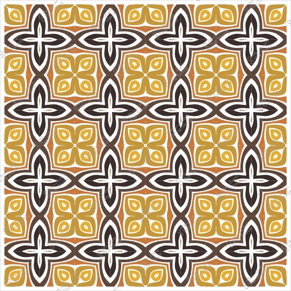 نمط مغربي تقليدي بألوان أسود وبني وأصفر على شكل تكرارات هندسية متداخلة.