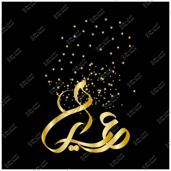 تصميم حروفي لأسم \"مريم\" بخط ذهبي مرصّع بالنجوم على خلفية سوداء