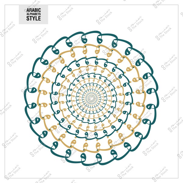 تصميم حلزوني باستخدام الحروف العربية بشكل فني.