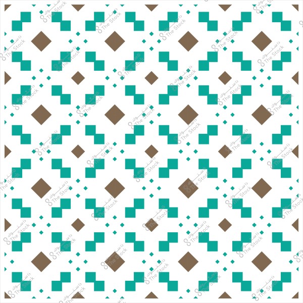 نمط هندسي مكرر بأشكال مربعة ومعينة بألوان زرقاء وبنية على خلفية بيضاء