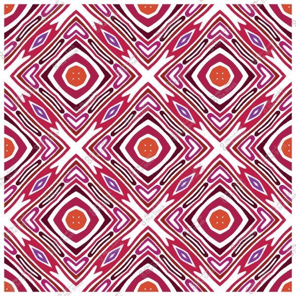 نمط هندسي مزخرف بأشكال ماسية ومتكررة بألوان زاهية من الأحمر والأرجواني.