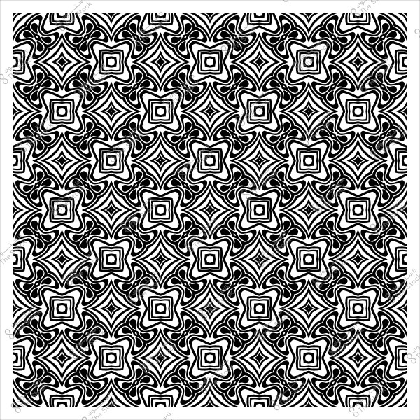 Black and white geometric pattern consisting of interlocking square star shapes.