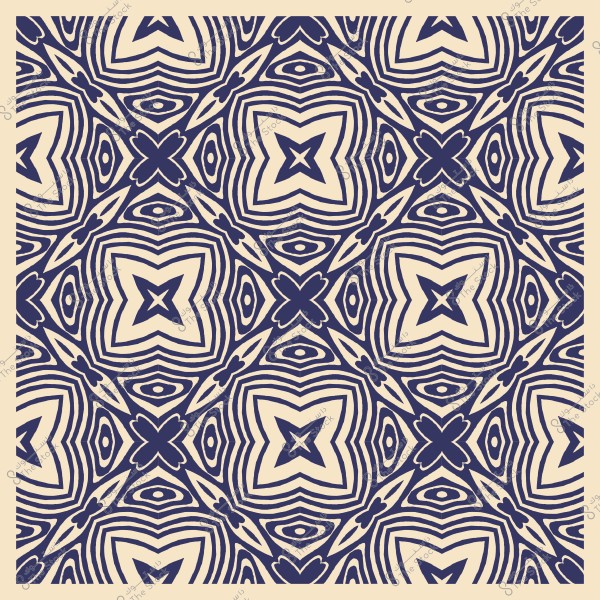 نمط زخرفي هندسي بألوان الأزرق الداكن والعاجي.