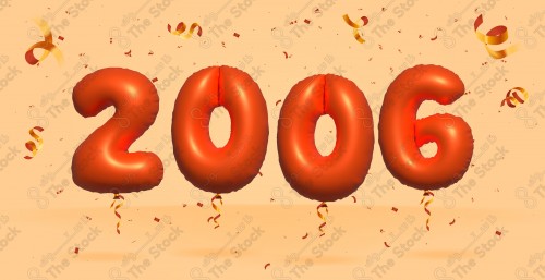 Vector Number 2006 Shape 3D Red Helium Balloons Party Decorations Anniversary Celebration Birthday Greetings.