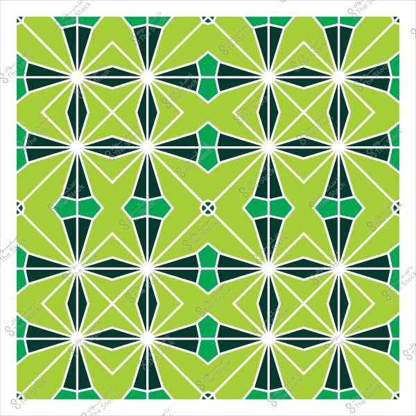 Islamic geometric pattern in green and blue colors.