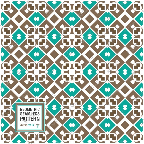 نمط هندسي لا نهائي بألوان بني وأزرق وأبيض مع تصميم متكرر.