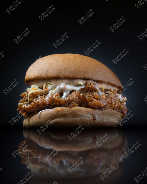 ساندويتش دجاج مقلي مع صوص و خبز برجر.