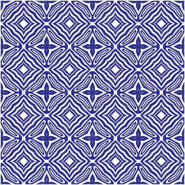 Repeating geometric pattern in blue and white resembling traditional Islamic motifs.