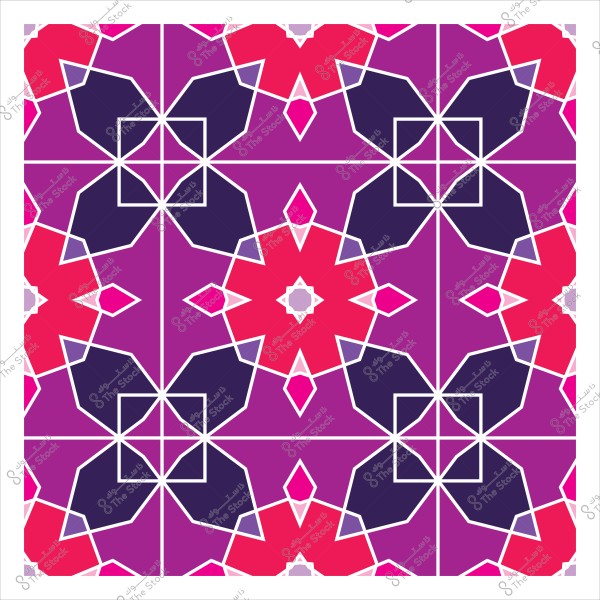 نمط هندسي معقد بألوان زاهية مثل الوردي والأرجواني. يتكون التصميم من أشكال مربعة ونجوم وزخارف متعددة الطبقات, مما يخلق تأثيراً متناظراً وجذاباً بطابع تقليدي. تحتوي الصورة على تفاصيل بارزة وخطوط متقاطعة تشكل نمطاً متناغماً وساحراً.

-