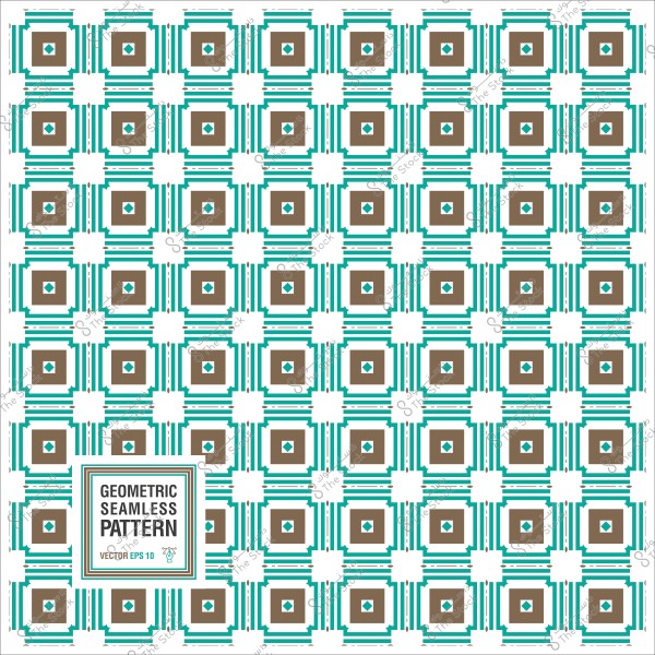 Geometric seamless pattern with square shapes in brown and green.