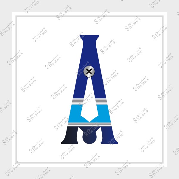 حرف "A" بتصميم فني يدمج شكل ربطة عنق مع ألوان زرقاء مميزة.