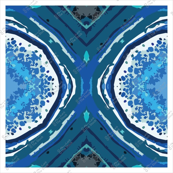 تصميم نمط تجريدي بألوان زرقاء وبيضاء تتمثل في خطوط متعرجة وأشكال مستديرة متكررة تشبه الصخور أو الأمواج.