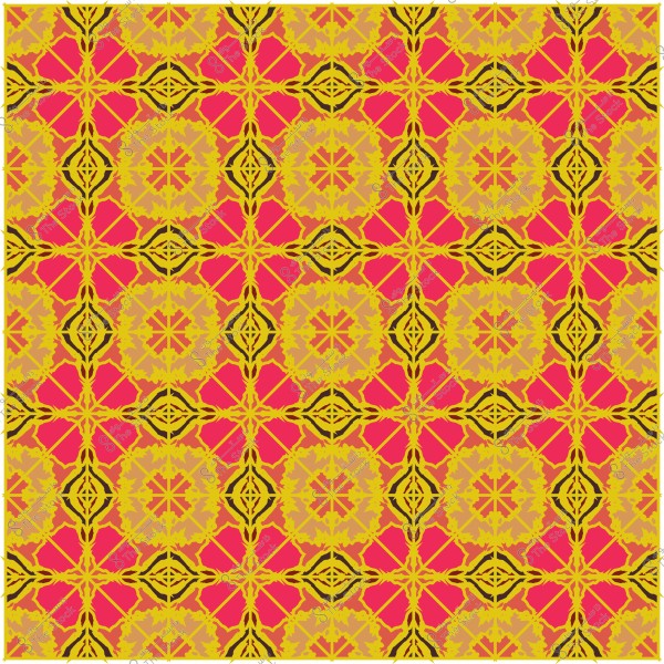 نمط هندسي يحتوي على أشكال دائرية وزخارف ذهبية على خلفية وردية.