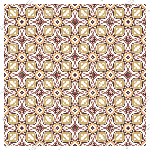نمط زخرفي بأشكال هندسية مكررة بألوان بنية وذهبية وحمراء.