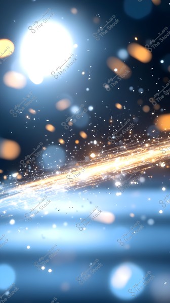 Abstract image with light effects, displaying a dark blue background with overlapping colored light spots in white and orange. A bright streak runs diagonally across the middle of the image, adding a dynamic touch to the visual composition.