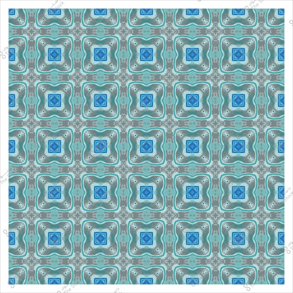 نمط هندسي مكرر بألوان زرقاء ورمادية يتضمن أشكالاً مربعة وزخارف متناظرة.