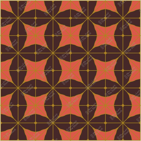 Geometric pattern with brown and orange colors featuring repeating star shapes.