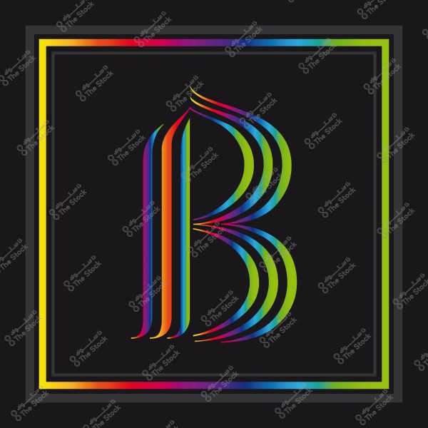 Artistic colorful letter "B" on a black background.