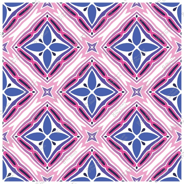 نمط زخرفي بأشكال هندسية مكونة من لونين أزرق وزهري.