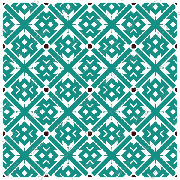 Geometric decorative pattern in green and white with diamond shapes.
