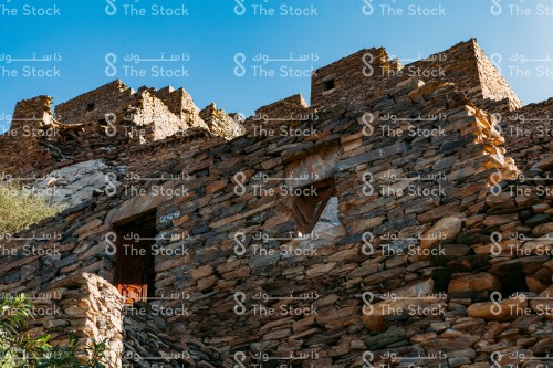 بيوت حجرية في الباحة بمنطقة عسير , المملكة العربية السعودية .