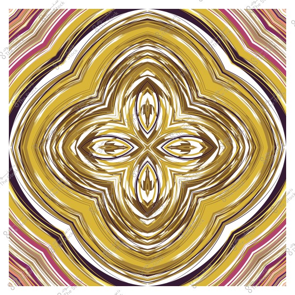 نمط تجريدي بألوان ذهبية وبنية, يتميز بتصميم متناظر يشبه الزهرة.