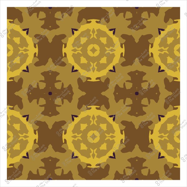 نمط هندسي متماثل بأشكال دائرية باللونين البني والأصفر.